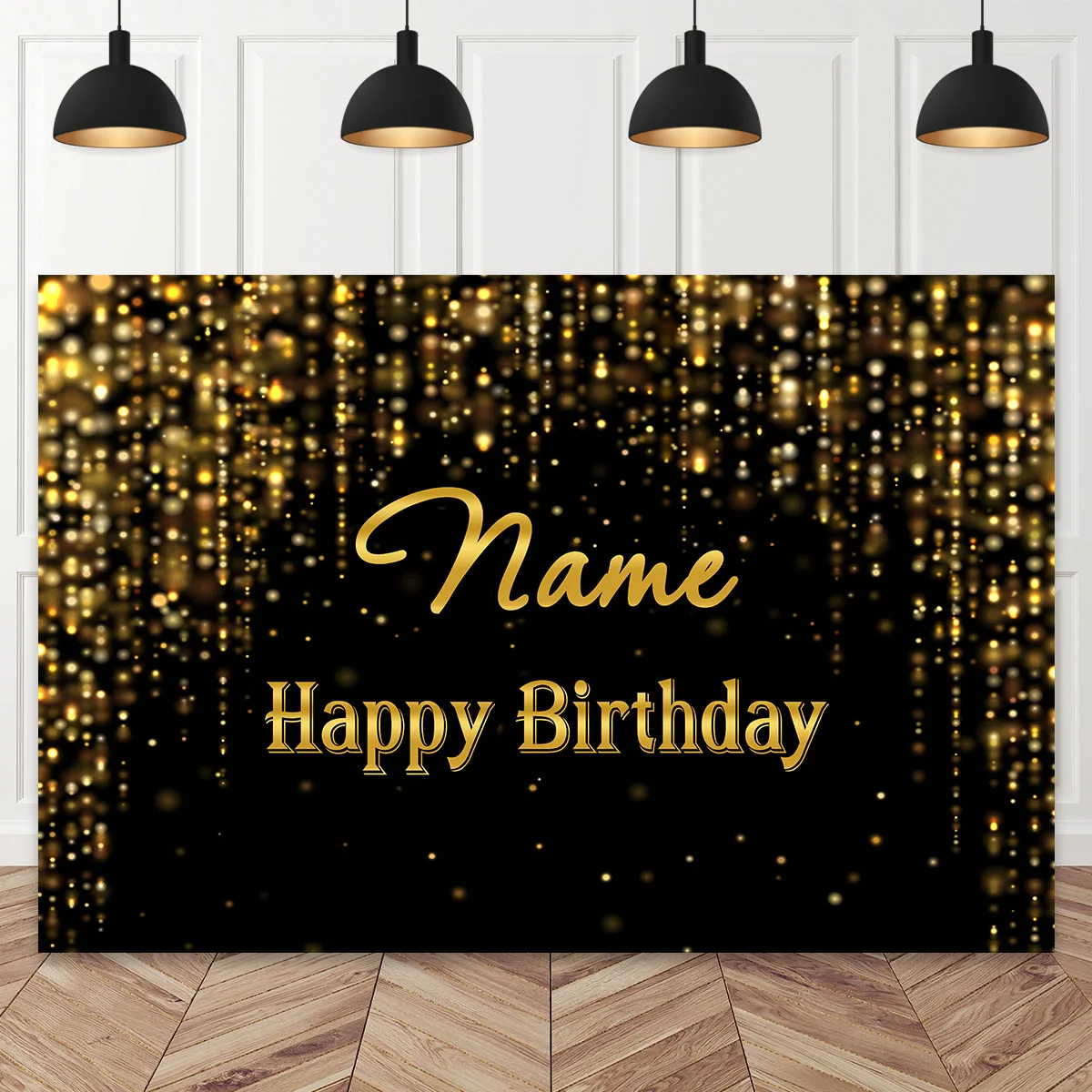 Черный золотой фон для дня рождения, индивидуальное имя, баннер для дня рождения, фон для вечеринки на пенсию, принадлежности для фотобудки, декор для стен для вечеринки