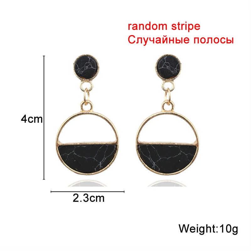 Trendy New Marble Stripe Women's Hanging Earrings Hollow Round Pendants Long Dangle Earrings for Female Boho new in brincos