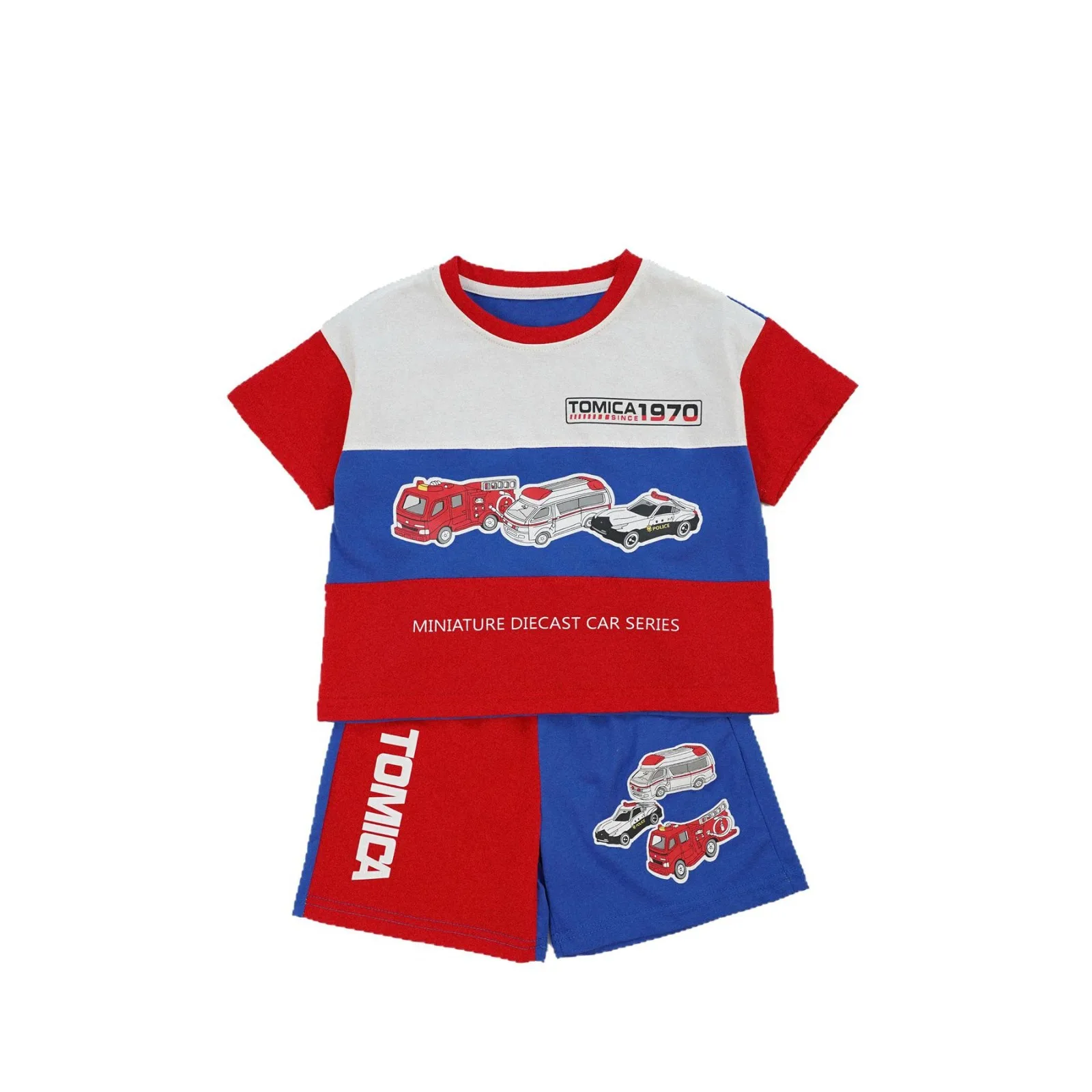 

Tomica Kids Summer Clothes Set Fashion Car Letter Print Color Block T-shirt & Shorts Japanese Style Children Outfit 80-130