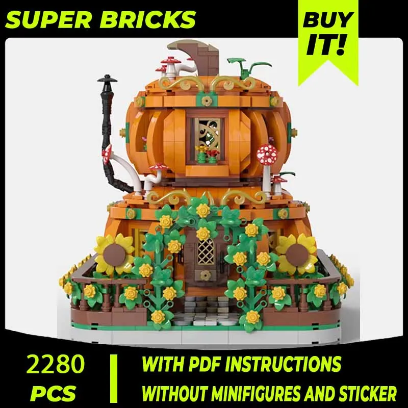 Modular Street View Model Moc Building Bricks Two Story Pumpkin House Technology Blocks Gifts Christmas Toys DIY Sets Assembly