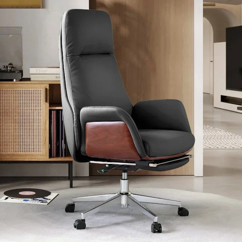 Leather Office Chair Boss Armrest Gaming Modern Design Luxury Comfort   Adjustable Glides Cadeira Room Furniture