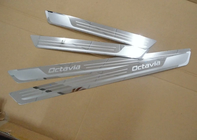 For Skoda Octavia 6 Octavia 7 2009 2010 2011-2016 4pcs/set Car accessories Car-styling Stainless steel Door Sill scuff Plate