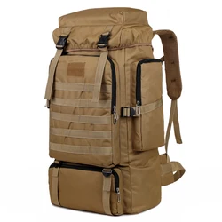 Large Capacity Hiking Backpack Outdoor Rucksack Canvas Trekking Camping Tactical Backpack for Outdoor Picnic Travel Sports
