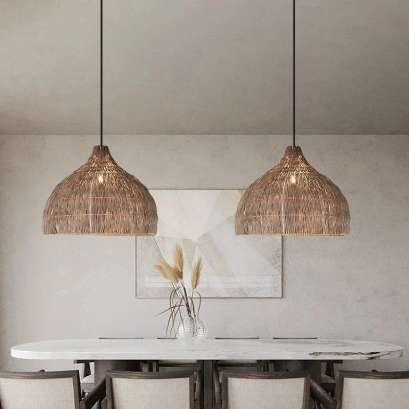 Wabi-sabi نمط الإبداعية الروطان قلادة ضوء مطعم منصة مشروبات الرجعية الثريا مصمم شقة فيلا الفن مصابيح غرفة نوم #2