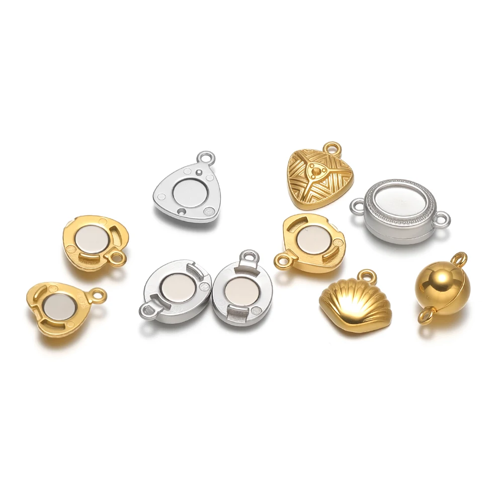 2 Sets Edelstahl-Herz-Magnetverschlüsse, Perlenverschlüsse für DIY-Schmuckherstellung, Armband- und Halsketten-Verbinder. – Detail 3