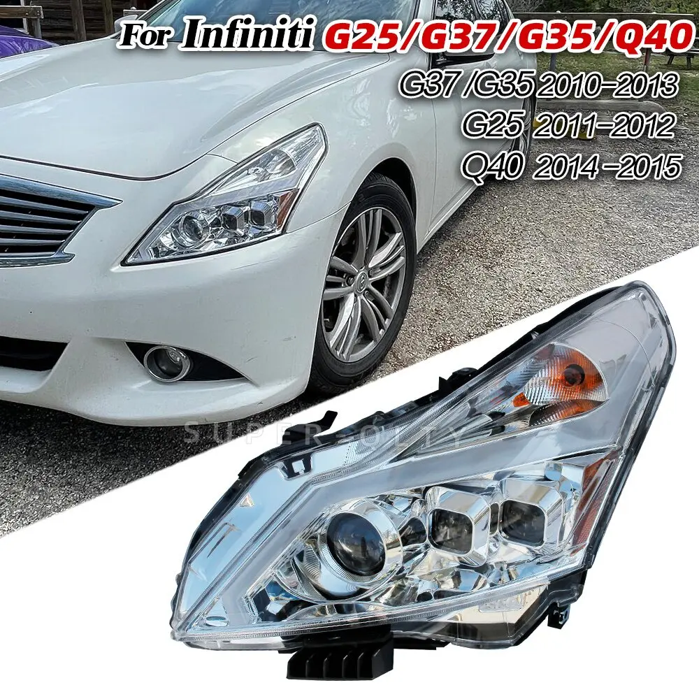 Headlight For Infiniti G25 G37 G35 Q40 2003-2015 Headlights 2 PCS LED DRL Turn Signal High Beam Angel Eye Projector Lens