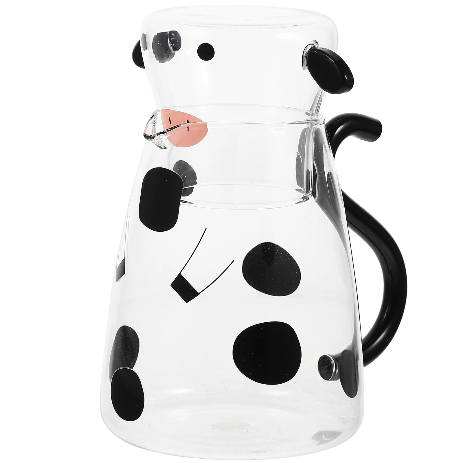 

1 Set Multi-Function Transparent Glass Water Kettle Elegant Cold Water Jug with Cup Suitable for Milk Coffee Juice Beverage