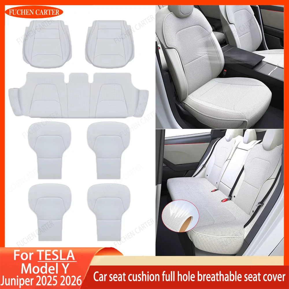 

For Tesla NEW ModelY Juniper 2025 2026 Ventilation Leather Seat Cover Cushion Breathability Comfortable Seat Lnterior Accessorie