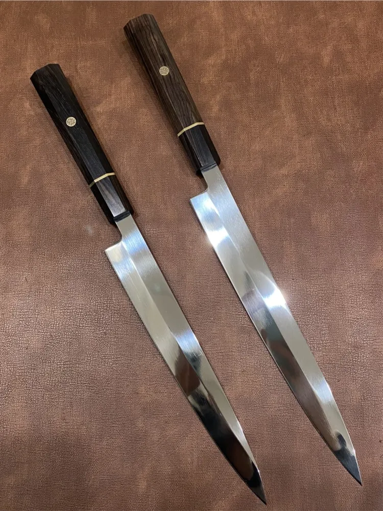 Nóż do sashimi Ostrze z pojedynczą krawędzią Hebanowy uchwyt Tasak Szefa Mięso Krojenie Szynka Sushi Yanagiba Japońskie noże kuchenne Narzędzia kuchenne — zdjęcie 2
