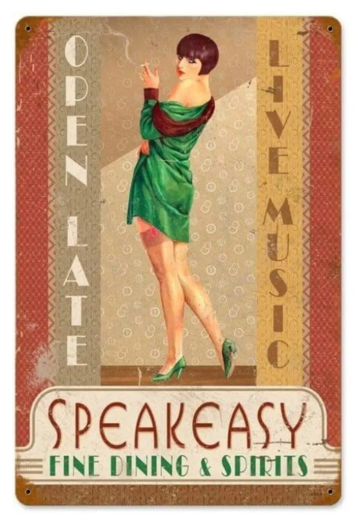 Tin Sign For Speakeasy - Pin-Up Girl Retro Metal Sign Vintage Wall Decor Metal Plaque Poster for Home Club Bar Pub Tavern Coffee