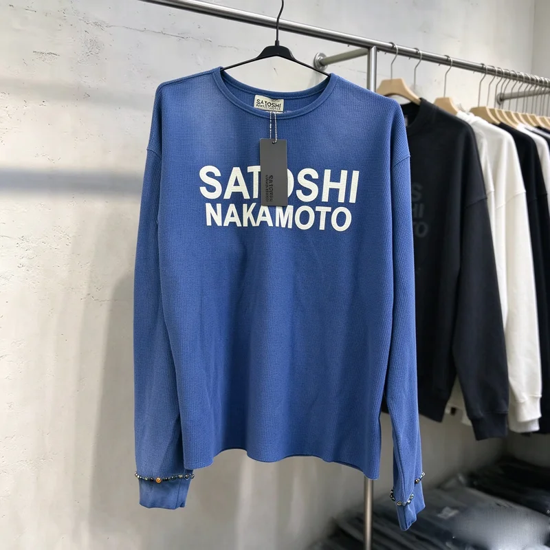Soiled Waffle Satoshi Nakamoto Long Sleeve T Shirt Diamond Revit Label Men Women Black Blue Red Beige Loose Quick Dry Tops Tee