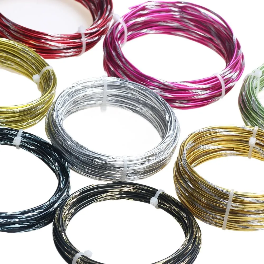 

OL 5-meter/Lot 2.0mm Color Stripe Pattern Aluminum Wire Gold Soft Craftsmanship Multi Functional DIY Necklace Handmade