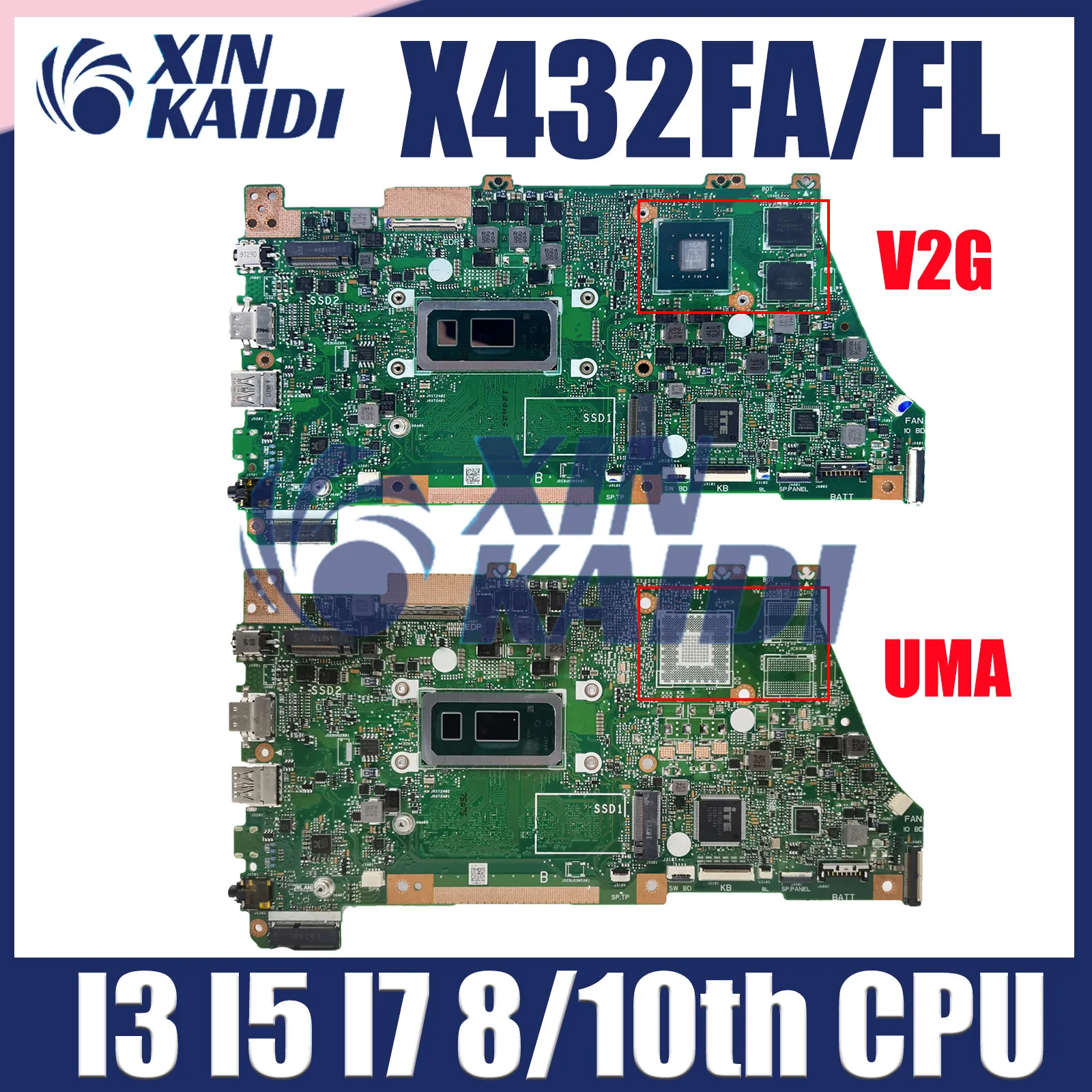 Computer Mainboard For ASUS VivoBook X432FL X432FA X432FAC X432FLC Laptop Motherboard i3 i5 i7 8th 10th CPU 8GB 16GB RAM V2G UMA