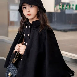 Girls double-sided woolen coat 2024 Spring and Autumn Season new children's cape coat western-style woolen clothing