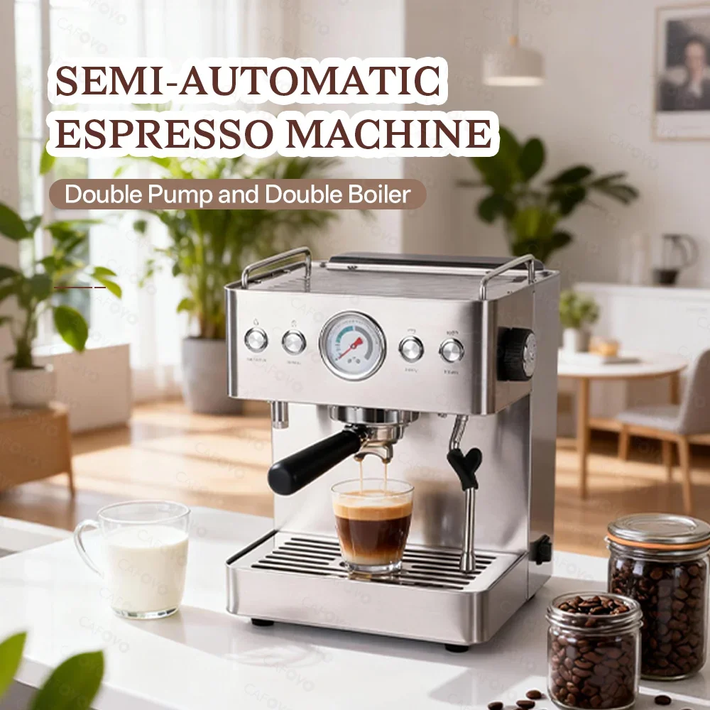 

Coffee E129 20Bar Espresso Machine With 2 ULKA Pump 2 Boiler For Cafe And Commercial Semi-automatic Coffee Machine 220V 110V