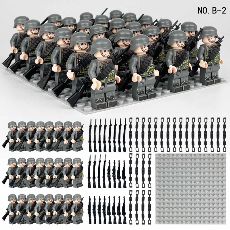 New phalanx B1-B5 national army building blocks doll set 24pcs small particles assembled educational toy bag