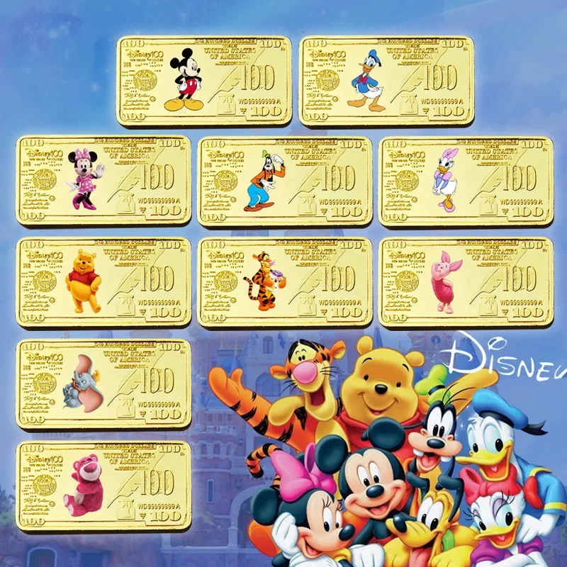 

Cute Anime Disney Marvel Sanrio Gold Plated Coin 100 US Dollar Bullion metal bar card badge cartoon Kids Gift Furniture souvenir