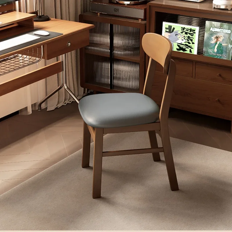 Vintage Solid Wood Dining Chair Versatile Home Lounge Seat  Minimalist Round Backrest Chair  Strong Load-Bearing Eating Chair