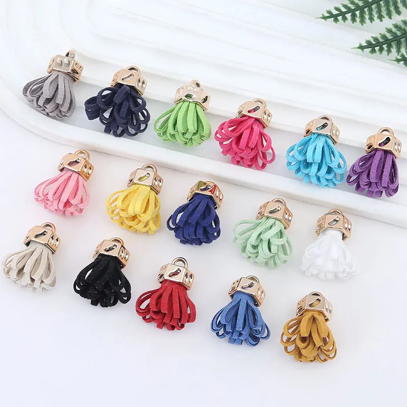 10/20/30 pçs 25mm couro borla franja chaveiro cinta jóias fibra franja camurça borla chaveiros para diy jóias acessórios