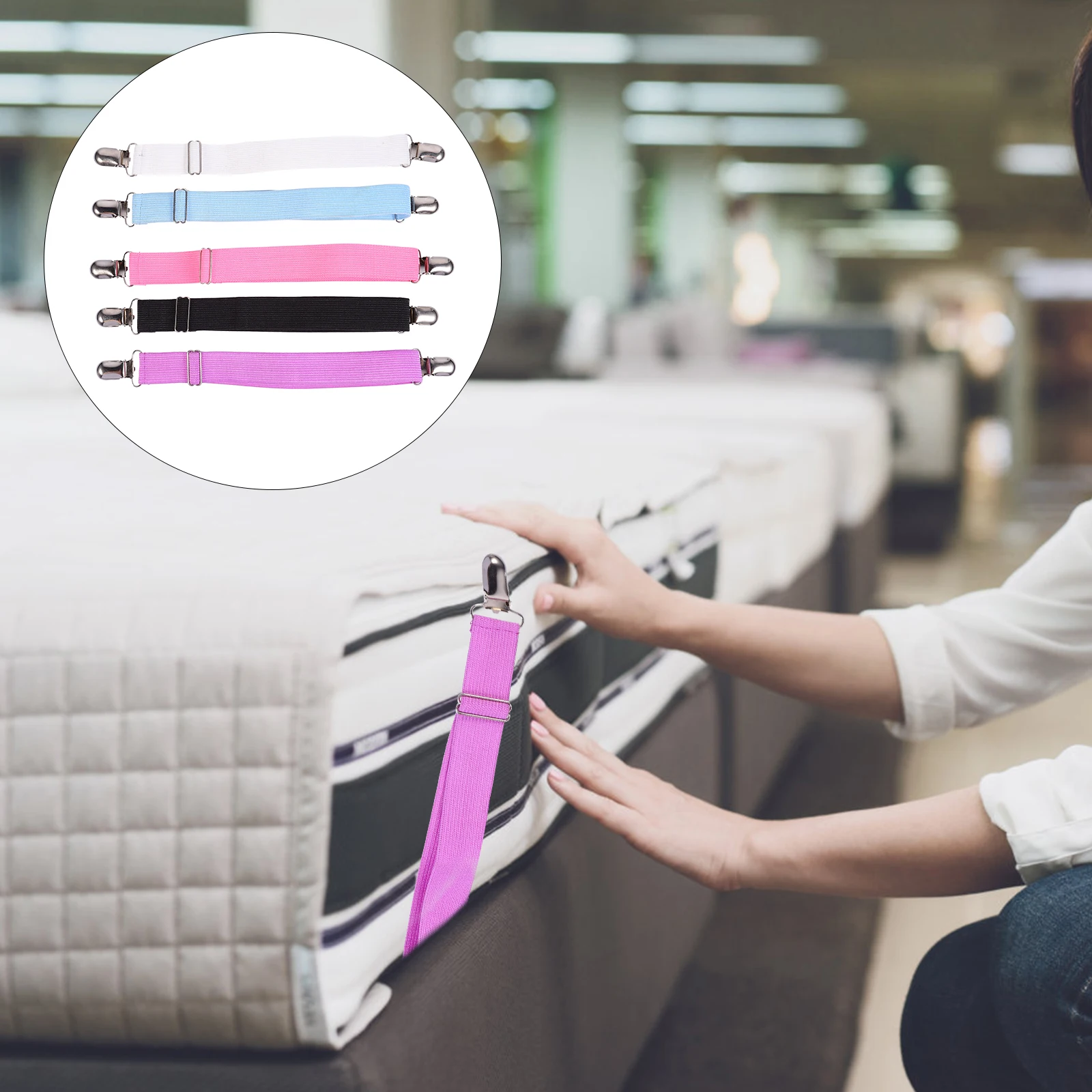 

5Pcs Premium Bed Sheet Fasteners Anti-Slip Quilt Clip Elastic Strap Holder Mattress Gripper Sheet Fastener Clip