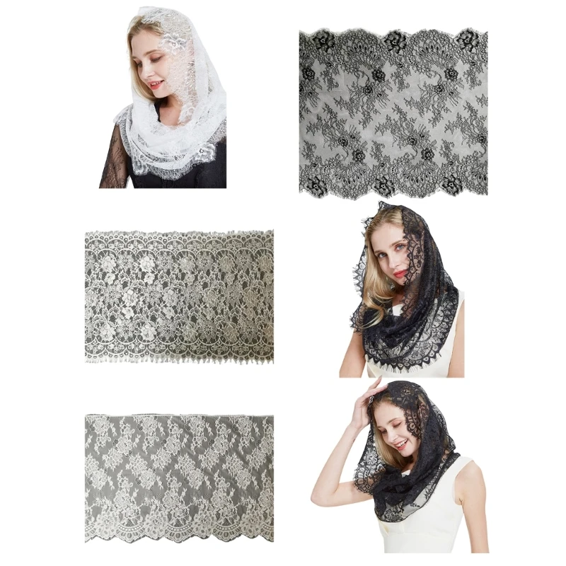 E15E Lace Chapel Veil Scarf Church Scarf Headcovering Mantilla Veil Catholic Church