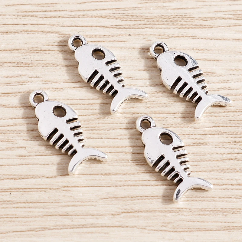 30 Stück 7x17mm Niedliche Legierungs-Fischgräten-Anhänger für die Herstellung von Ohrringen, Anhängern, Halsketten, DIY Handgemachten Armbändern und Schmuckzubehör – Detail 3