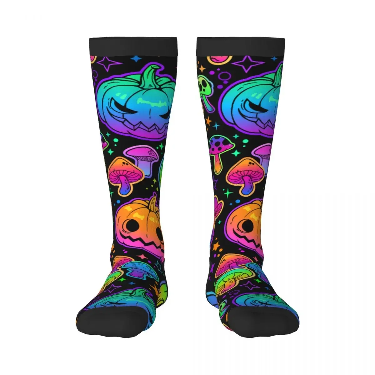 1 Pack Neon Mushrooms And Pumpkins Over-knee Long Socks Middle High School Socks