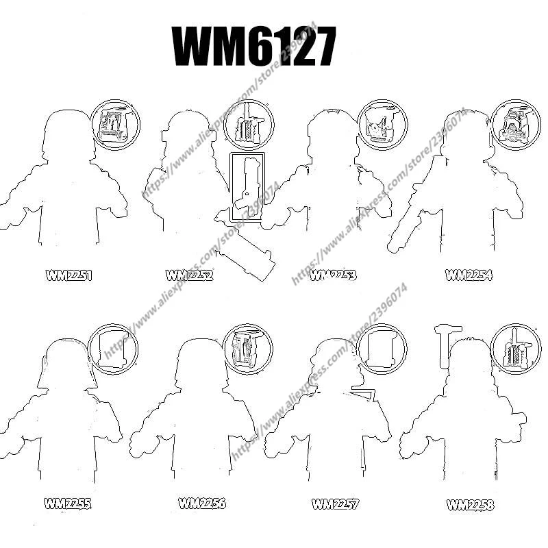 Action Figures de acessórios do filme, blocos de construção, brinquedos de tijolos, WM6127, WM2251, WM2252, WM2253, WM2254, WM2255, WM2256, WM2257, WM2258