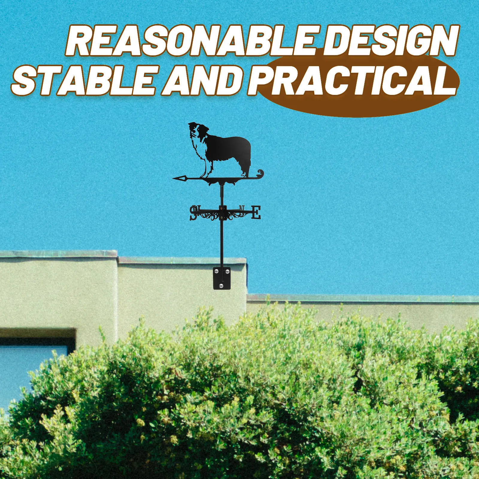 Large Iron Animal Wind Vane Dog Design Weather Indicator for Backyard Courtyard Garden Decor Ground Insert Wind Direction