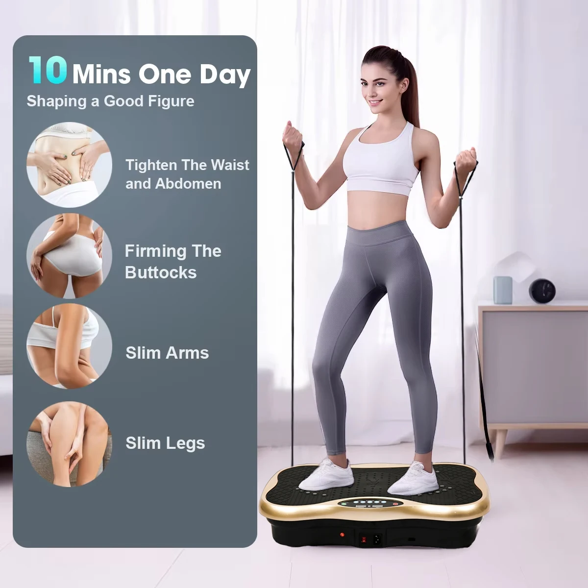 Picture 5: Whole Body Vibration Plate, 53x32x13cm ABS Steel Bluetooth Fitness Machine, Slimming Shaker Plate, Home Gym Exercise Equipment