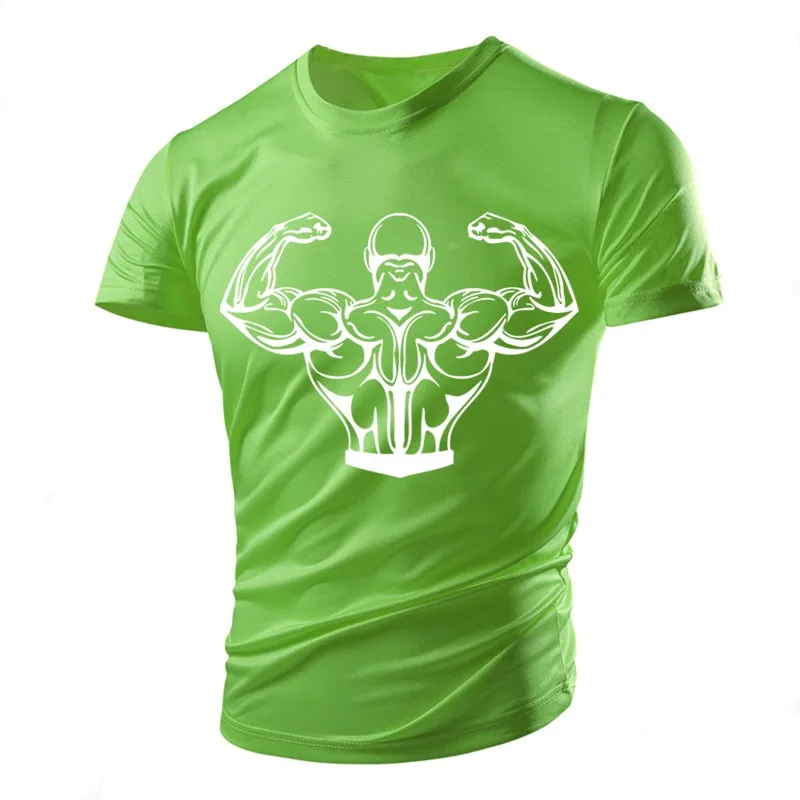 New summer fashion gym muscle tough guy sports T-shirt casual men\'s light running fast-drying high-quality short-sleeved6XL