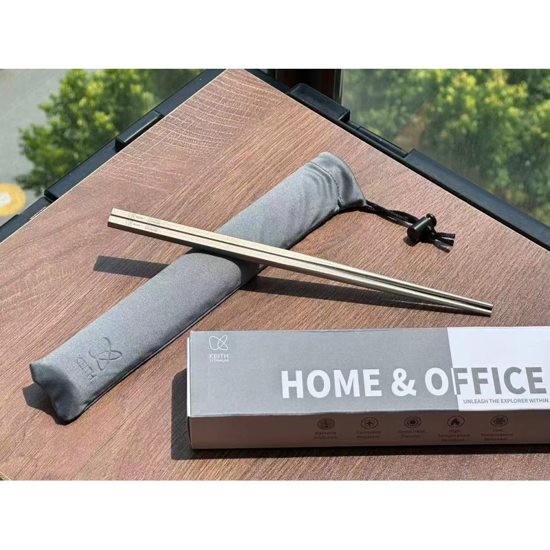 

Твердые квадратные палочки Keith из чистого титана 23 см 50 г - нетоксичные палочки для еды без запаха для дома, кухни, кемпинга на открытом воздухе