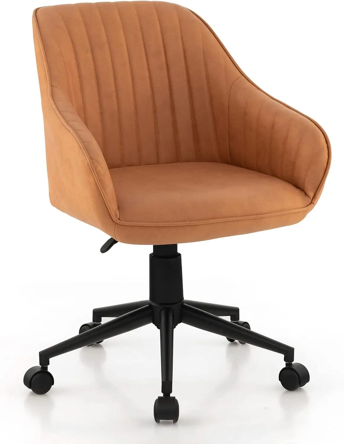 Ergonomic Brown Adjustable Swivel Rolling Task Chair Leather Office Chair for Home Study