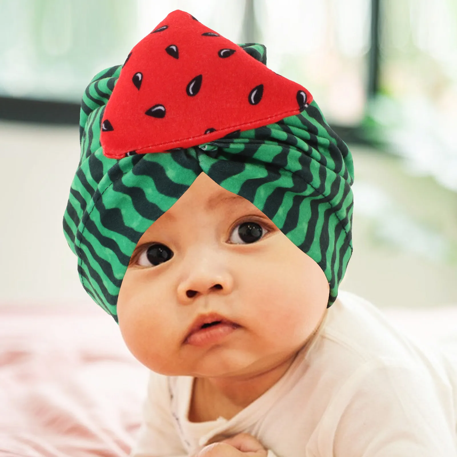 

Watermelon Turban Baby Hat Cute Breathable Infant Cap for Spring Autumn Newborn Girls Boys Soft Boy Hat