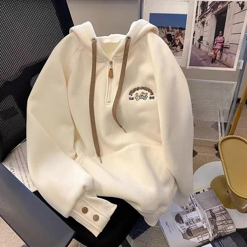 Girls Hoodie 2026 New Korean Zipper Top Cartoon Embroidery Casual Sweatshirt Spring Autumn Children Fashion Clothing