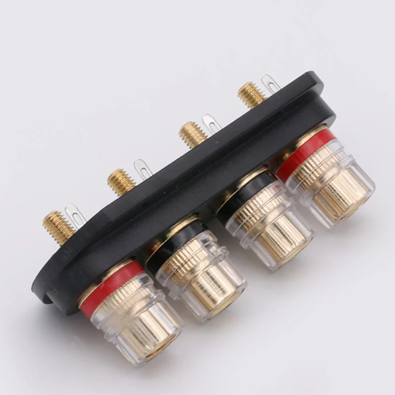1set R Connector Brass Binding Post Speaker stage amplifier Output four-position terminal Speaker accessories Wiring board