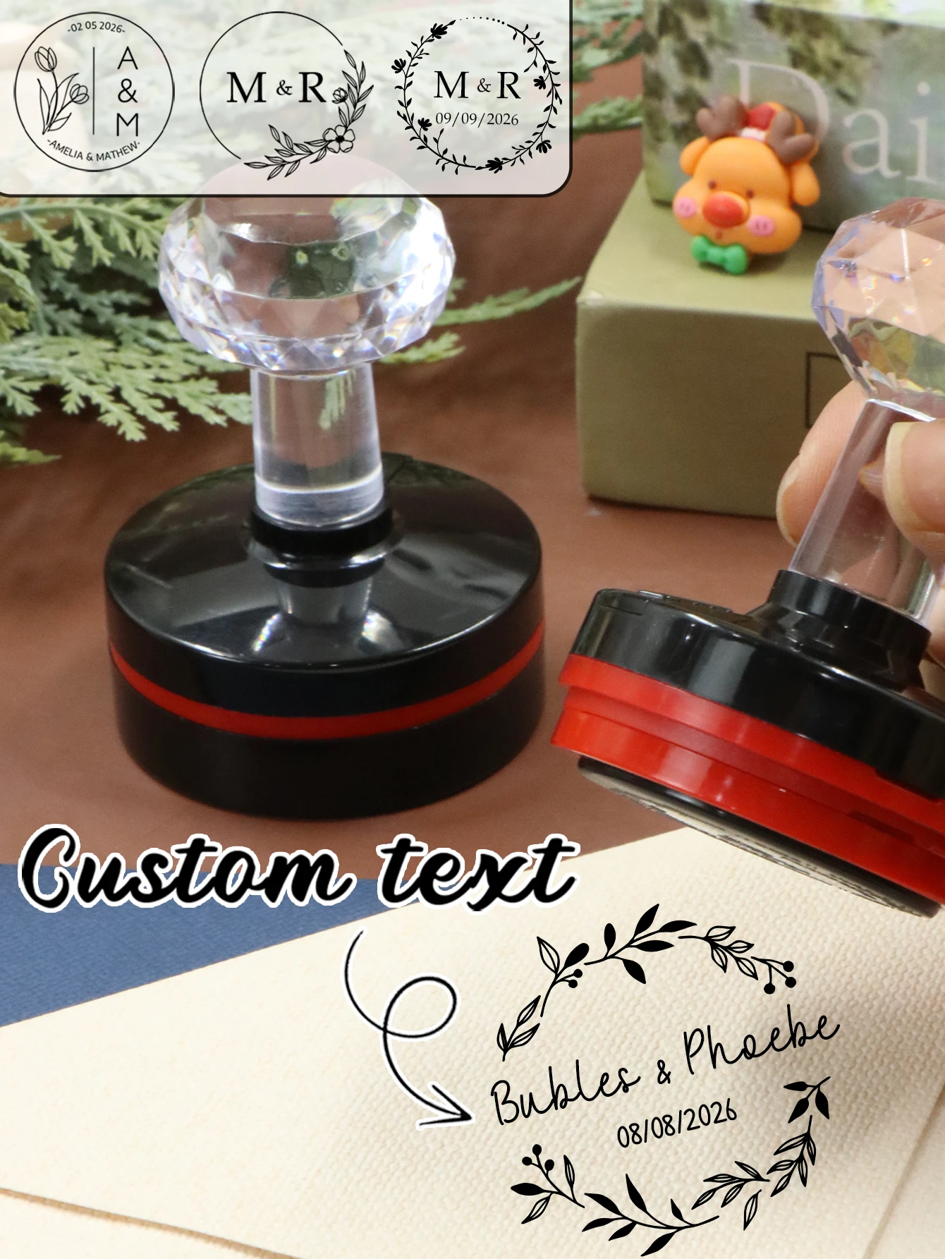 Individueller Stempel, Hochzeitsstempel, Namensstempel Personalisiert, Angepasster Adressstempel, Individualisierbarer Unterschriftenstempel, Hochzeitsgeschenke