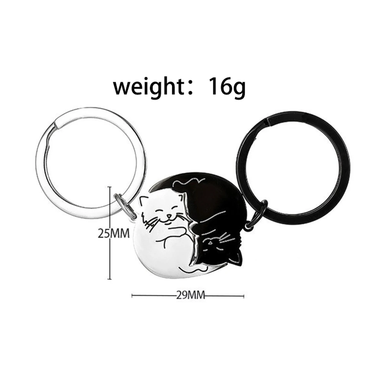 Harong Cute Cat Stainless Steel Keychain Creative Cartoon Kitten Animal Key Ring Waterproof Popular Gift for Girlfriends Couples
