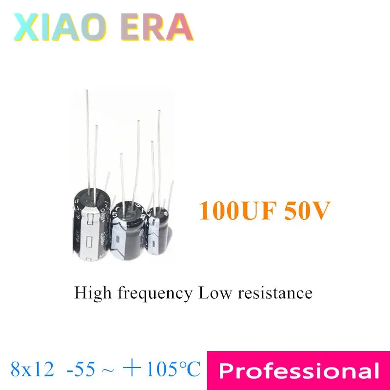 

Высокотемпературный низкоомный сопротивление импеданс 8*12 500 UF 50V 8x12 -55 + 100 ℃ DIP Алюминиевый электролитический конденсатор, 105 шт.