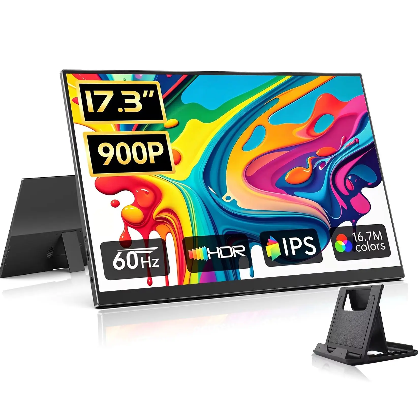 AHXJKA 17.3 Inch Portable Monitor VESA 1600*900 HD IPS 72% sRGB With Type-C Mini HDMI For Laptop Phone TV PS4/5 XBox Mac Switch