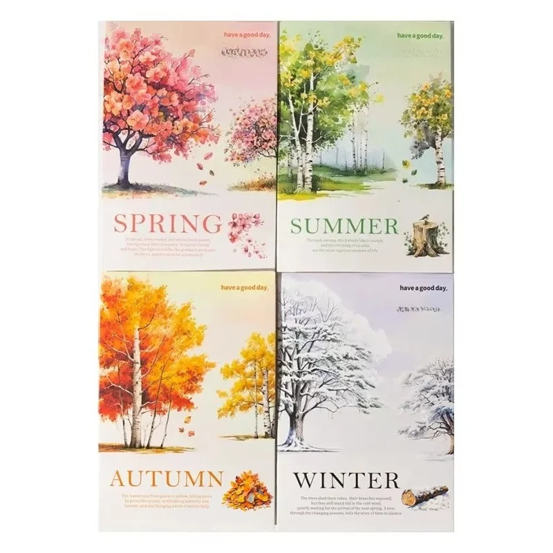 1 Packung/2 Packung europäischer Retro-Saison-Baum-Landschaftsaufkleber, 4 Stile, perfekt für grenzüberschreitende Dekoration, Basisschichtung