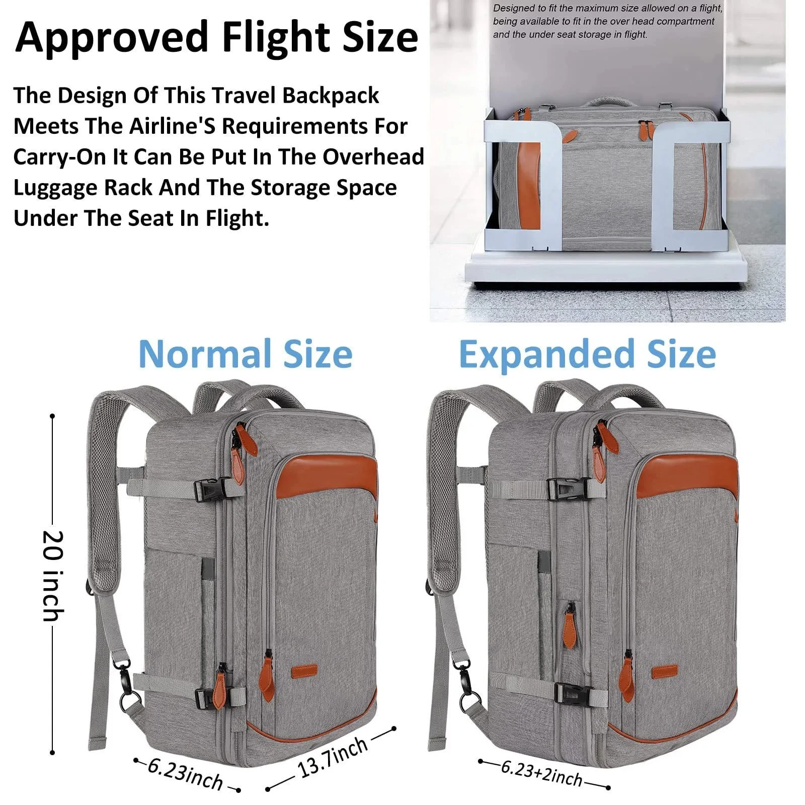 Zaini per valigie grandi espandibili da viaggio di grande capacità con 4 cubi da imballaggio Zaino per bagagli resistente all'acqua Mochila