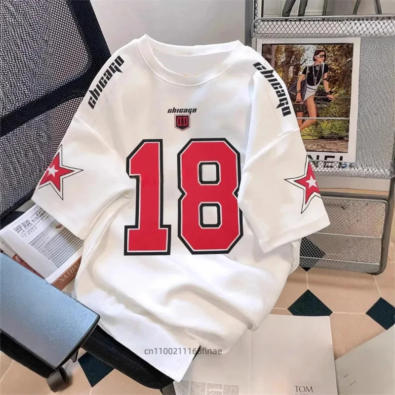 2025 뉴 스트릿 댄스 의상 3D 레트로 반팔 스포츠 남녀 공용 스트릿 캐주얼 힙합 저지 스포츠 티셔츠