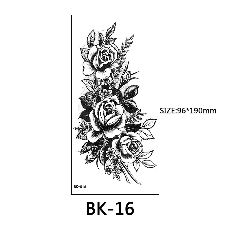 Sketch Flowers Sketch Tattoo Rose Blossoms Black and White Flowers Temporary Tattoos Sticker size: