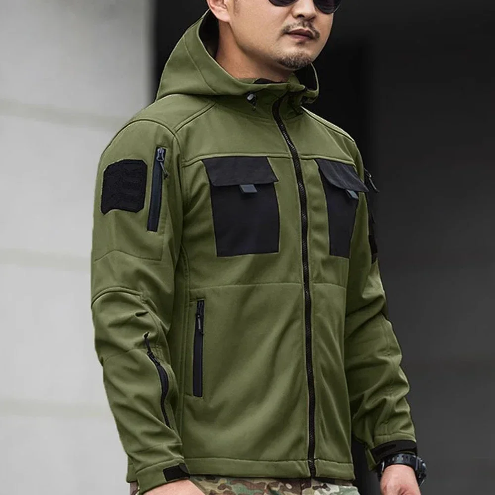 冬フリースジャケット男性乗馬屋外オートバイコート戦術的なマルチ