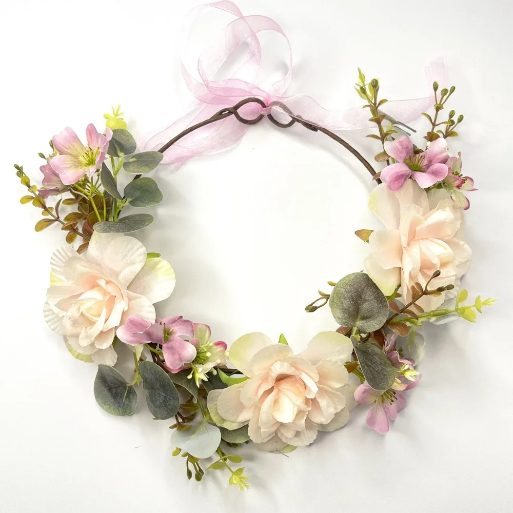 

Gradient Sweet Artificial Flower Headband Energetic Wreath Boho Fluffy Flower Crown Artificial Flower Flower Headdress Bride