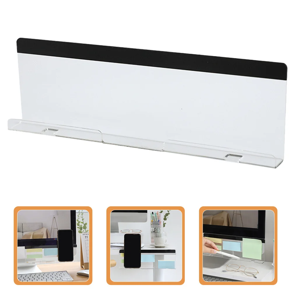 

1pcs Monitor Memo Board For Computer Screen Bottom, Transparent Message Organizer, Adhesive Notes Holder, Phone Stand Office