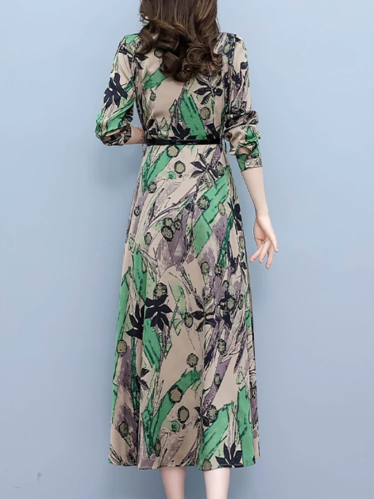 Wiosenne jesienne satynowe szlafrok z długim rękawem damskie na co dzień szykowne, luksusowe sukienki Midi na studniówkę 2024 eleganckie Bodycon wieczorowe Maxi Vestidos