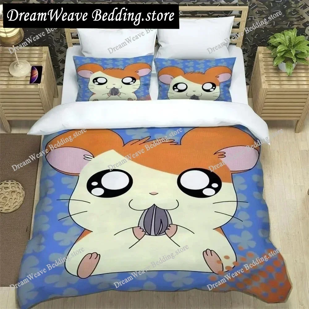 3D Printing Cartoon Lovely Hamtaro Bedding Set Duvet Cover Pillow Set Birthday Gift Boys Quilt Cover Bedding Home Textiles