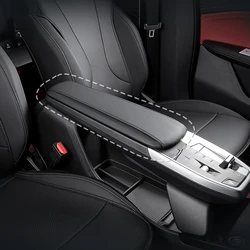 For BMW X1 U11 2023 2024/ iX1 2022-2024 Black Center Console Armrest Leather Case Cover Car-Styling Interior Parts Accessories